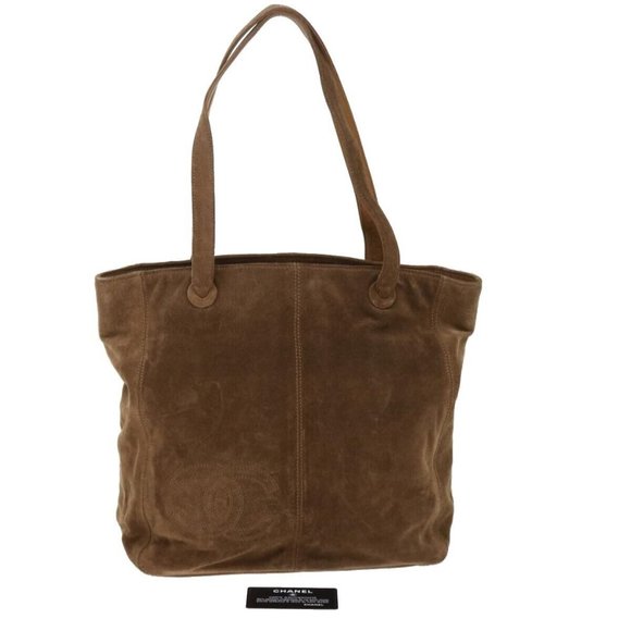 CHANEL Tote Bag Suede Brown CC Auth - Picture 1 of 15